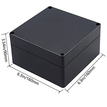 Project Box IP65 Waterproof Junction Box ABS Plastic Electrical Boxes DIY Electronic Project Case Power Enclosure 6.30x6.30x3.54 inch (160 x 160 x90 mm) - color: Black, size: 6.30"x6.30"x3.54"