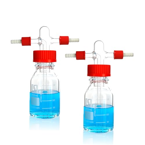 ALWSCI 250ml Gas Washing Bottle Lab Glass Drechsel Head GL45 2Set - size: 2set 250ml