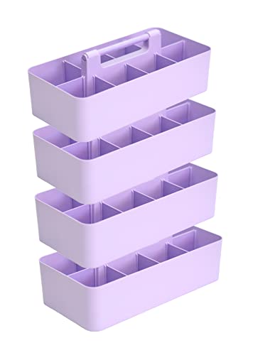 -Large Portable Caddy, DIY Dividers, 8 Compartments, Portable Basket with Handle Storage Organizer Modern Made in USA (4 PACK, Lavender) - color: Lavender, size: 4 PACK