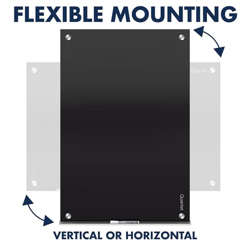 Quartet Magnetic Dry Erase Board, 24" x 18" Glass Whiteboard for Wall, Infinity, Black (G2418B) - size: 24"W x 18"H