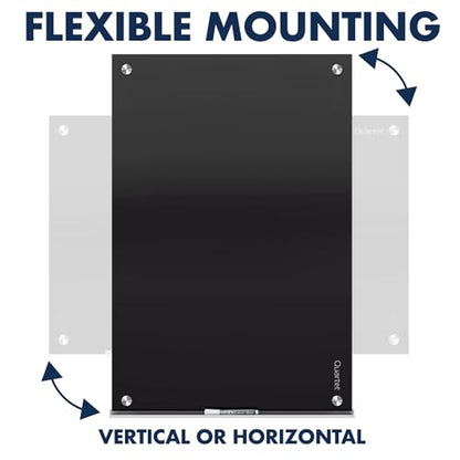 Quartet Magnetic Dry Erase Board, 24" x 18" Glass Whiteboard for Wall, Infinity, Black (G2418B) - size: 24"W x 18"H