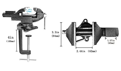Dual-Purpose Combined Bench Vise or Table Vise, multifunctional jaw, Universal Rotate 360° Work Clamp-On Visewith Quick Adjustment, 3.3" black - size: 3.3" black