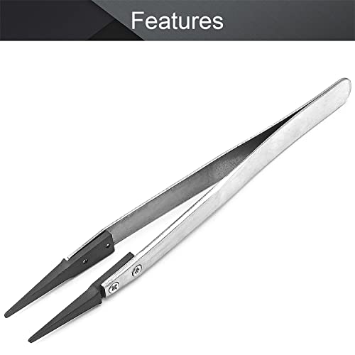Utoolmart ESD-249 Precision Anti-Static Carbon Fiber Tweezers Stainless Steel Tweezers for Craft Jewelry Electronics 5 pcs - color: 5pcs, size: ESD-249