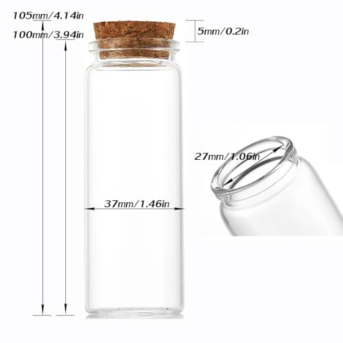 4 pcs 80ml Small Glass Bottles with Cork Stopper,Decorative Bottle,Vials Jars,Cute Storage Jar,Wishing Bottle 37x100mm(1.46x3.94inch) - size: 37x100(1.46x3.94in)