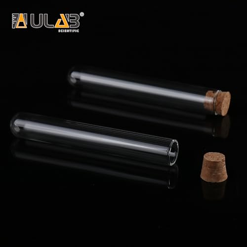 ULAB Scientific 50pcs 10ml Round Bottom Glass Test Tubes Set, 3.3 Borosilicate Glass, Dia.15x100mm, Packed with Stoppers and Brush, UTT1024 - style: 50pcs 10ml Glass Test Tubes with Stopper and Brush
