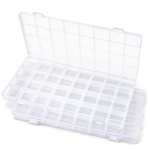 Praisebank 32 Grids Beading Storage Container Box, Perfect for Storage Beads & Small Items. (Clear / 2 Pack) - size: 32 x 2 Pack