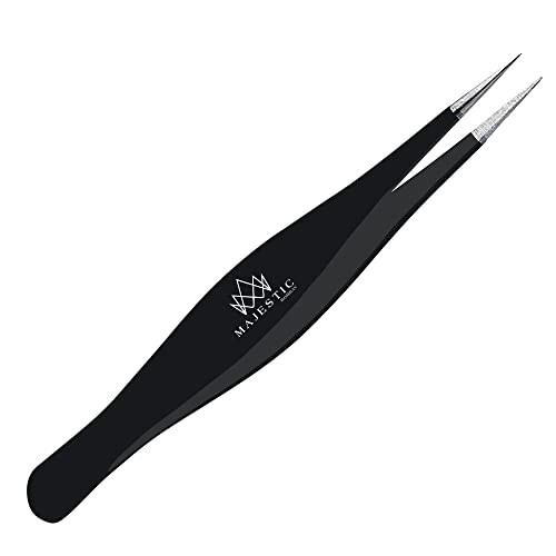 Majestic Bombay Fine Point Tweezers, Eyebrows, Facial Hair, Women and Men - color: Black