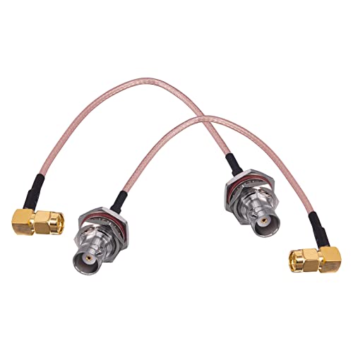 2Pcs BNC Female Bulkhead to SMA Male 90 Degree Connector 6 Inch Low Loss RG316 Coaxial Cable BNC to SMA Right Angle Adapter RF Antenna for Radio Wi-Fi Wireless LAN Devices Use - size: 15cm/6inch