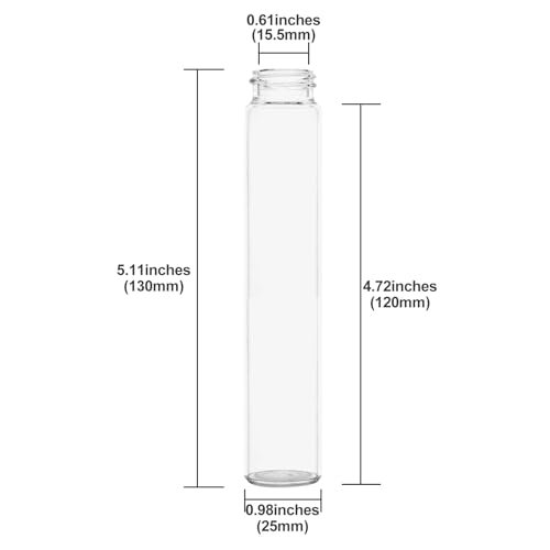 6PCS 50ml Clear Glass Flat Test Tubes with Screw Caps and Plastic Stoppers - color: with Aluminium Caps, size: 50ml