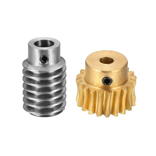 uxcell Worm Gear Set Right Rotation 20T 1 Module 20:1 Reduction Rate - size: Gear-5mm, Worm-8mm Bore, style: 1M-20T