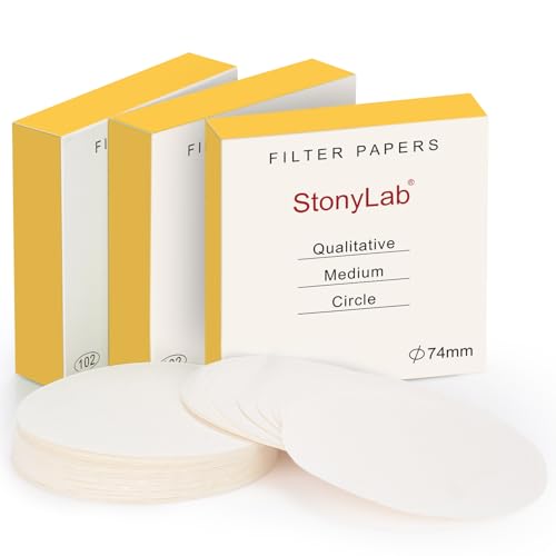 stonylab Qualitative Filter Paper Circles, 3-Box 74 mm Diameter Cellulose Filter Paper with 20 Micron Particle Retention Medium Filtration Speed, Set of 3 x 100 Pcs - size: 74 mm (Pack of 3)