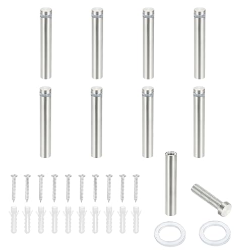 PATIKIL 1/2x2.8" Standoff Screws, 8 Pack Stainless Steel Stand Off Wall Mounts Wall Sign Mounting Hardware Advertising Standoff Nail for Hanging Acrylic Signs Picture Frame, Silver - size: 1/2x2.8"