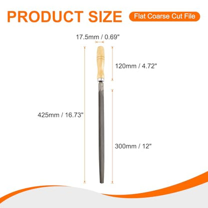 HARFINGTON Triangle Thin Teeth Cut File 12" Double Cut Teeth High Carbon Steel Hand Rasp File Wood Handle for Metal Wood Deburring Removing - size: 12", style: Thin