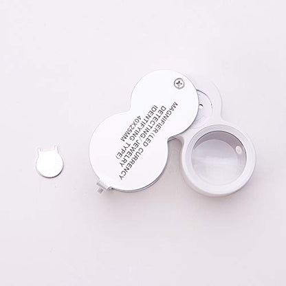 Othmro 1Pcs Magnifier 40X Whistle Shape LED Illuminated Foldable Jewelry Loupe Magnifying Glass Silver - color: A 40x/25mm
