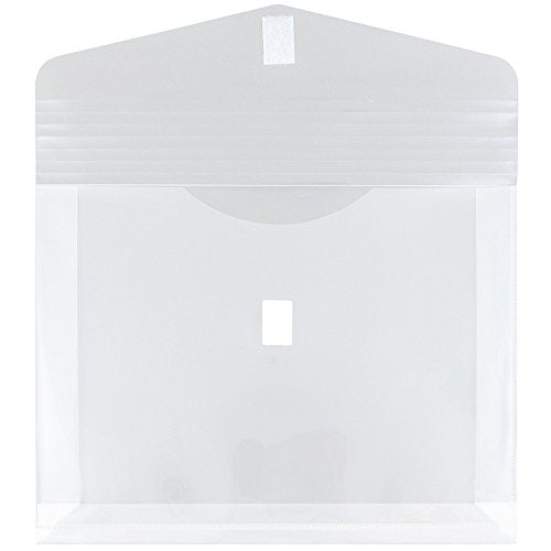 JAM PAPER Plastic Expansion Envelopes w/Hook & Loop Closure - Letter Booklet - 9 3/4 x 13 with 2 Inch Expansion - Clear - 12/Pack - color: Clear, size: 2" Expansion
