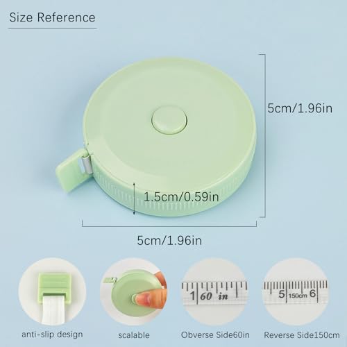 3-Pack Tape Measure Set for Body & Fabric, 60-Inch Soft Fashion Retractable Rulers, Dual-Scale Measurements for Sewing, Tailoring, and Crafts