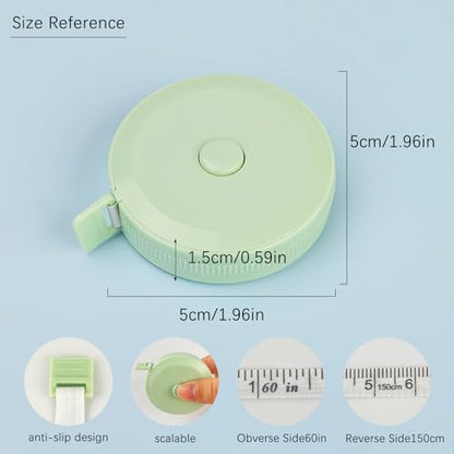 3-Pack Tape Measure Set for Body & Fabric, 60-Inch Soft Fashion Retractable Rulers, Dual-Scale Measurements for Sewing, Tailoring, and Crafts
