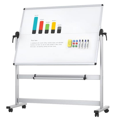 VIZ-PRO Rolling Whiteboard, 48" x 36" Mobile White Board with Stand - size: 48"W x 36"H
