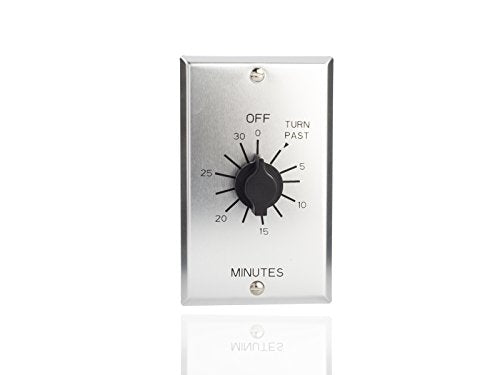 NSI TORK C530M Spring-Wound In-Wall Twist Timer with Commercial Style Metal Plate and 30-Minute Length for Automatic Shutoff of Motors or Lights, #12AWG