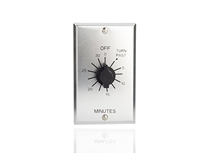 NSI TORK C530M Spring-Wound In-Wall Twist Timer with Commercial Style Metal Plate and 30-Minute Length for Automatic Shutoff of Motors or Lights, #12AWG