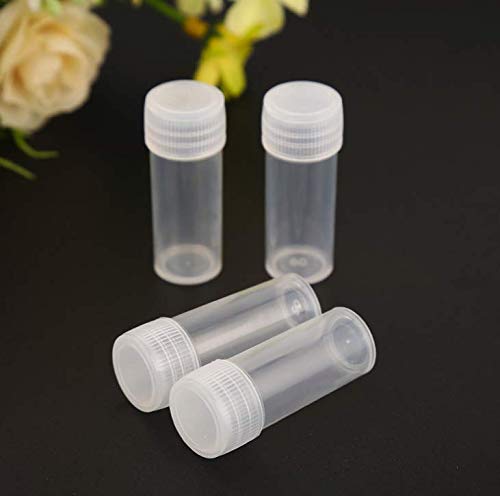 50 Pcs Plastic Sample Bottles Mini Clear Storage Case with Lid, 5ML Small Bottle Vial Storage