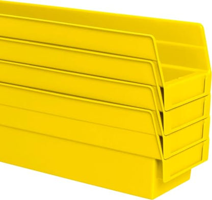 Akro-Mils 30128 Plastic Nesting Shelf Bin Box, (18-Inch x 4-Inch x 4-Inch), Yellow, (12-Pack) - color: Yellow