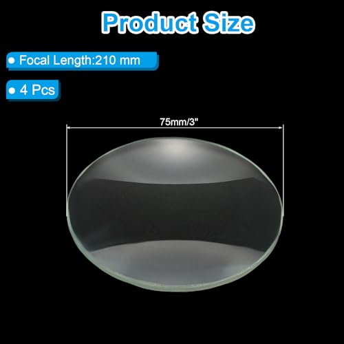 PATIKIL Concave Lens 210mm Focal Length 75mm (3") Diameter Round Glass Cyan - size: 3inch