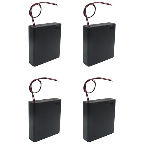 4 PCS 4 Slots AA Battery Holder Bundle with Switch and Leads Plastic AA Battery Case 4 X 1.5 V AA Battery Storage Box with Cap - size: 4 Slots