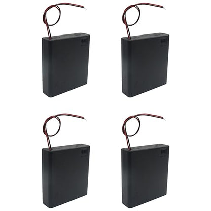 4 PCS 4 Slots AA Battery Holder Bundle with Switch and Leads Plastic AA Battery Case 4 X 1.5 V AA Battery Storage Box with Cap - size: 4 Slots