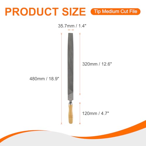HARFINGTON Tip Medium Cut File 14" Double Cut Teeth High Carbon Steel Hand Rasp File with Wood Handle for Metal Wood Deburring Removing - size: 14", style: Medium