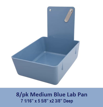 8/Pk Medium Medical Pro Lab Pan Dental Working Lab Pan Plastic with Stainless Steel Clip (Blue) - color: Blue