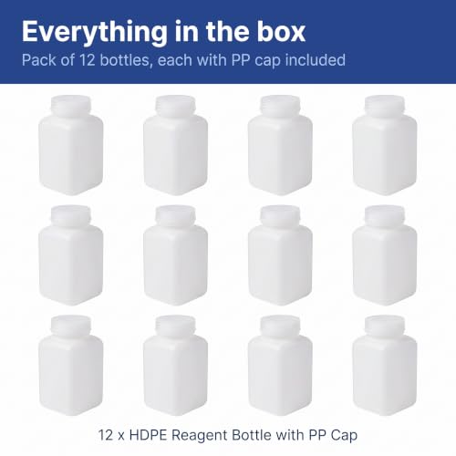 United Scientific™ HDPE Reagent Bottle, Wide Mouth, 500ml/16oz, Pack of 12 - size: 500 mL (16oz)