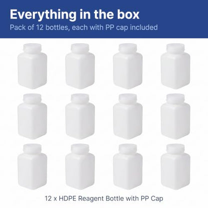 United Scientific™ HDPE Reagent Bottle, Wide Mouth, 500ml/16oz, Pack of 12 - size: 500 mL (16oz)