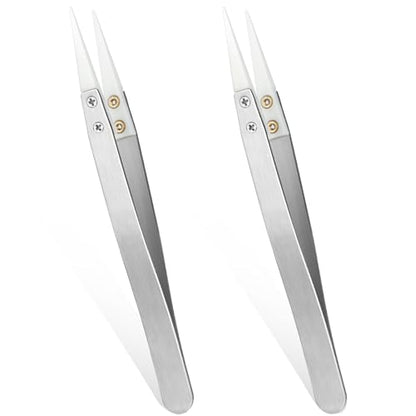 Ceramic Tweezers, Stainless Steel Ceramic Tipped Tweezers for Electronics