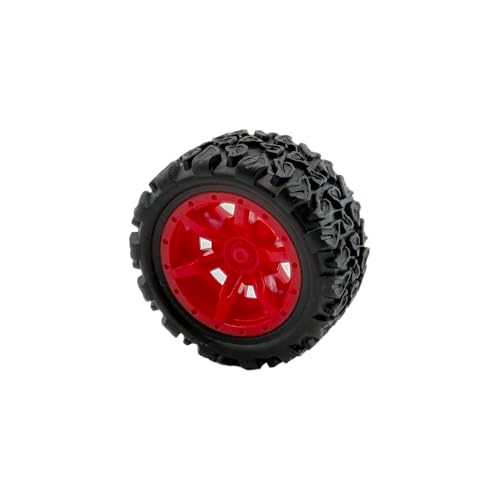10PCS Toy Car Wheel Rubber Wheel with 5PCS Round Rod Shaft Axles for RC Car Truck Robot DIY Model Toy Parts (2x34mm Red) - style: 2x34mm Red