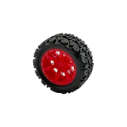 10PCS Toy Car Wheel Rubber Wheel with 5PCS Round Rod Shaft Axles for RC Car Truck Robot DIY Model Toy Parts (2x39mm Red) - style: 2x39mm Red