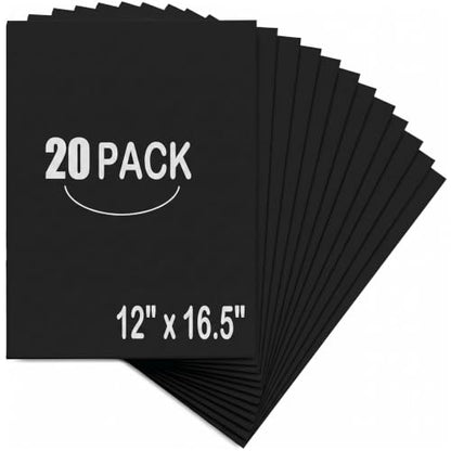 EPHECH 20Pack 12" x 16.5" Black Foam Board with 3/16" Thick Foam Core - size: BK-12" x 16.5"-20PCS