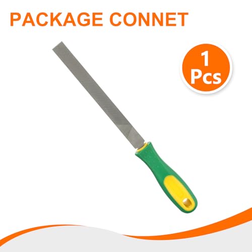HARFINGTON Flat Coarse Cut File 8" Double Cut Teeth High Carbon Steel Hand Rasp File with Plastic Handle for Metal Wood Deburring Removing - size: 8", style: Coarse