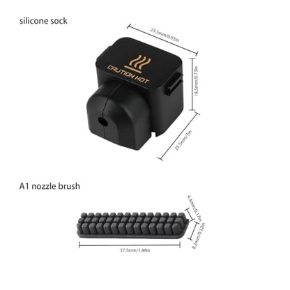 Hotend Care Kit:10Pcs Silicone Sock & 3Pcs Nozzle Brush for Bambu Lab A1 - size: For A1