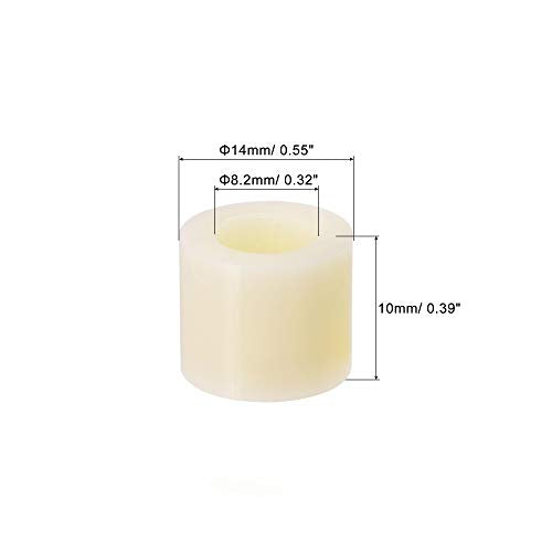 uxcell ABS Round Spacer Washer ID 8.2mm OD 14mm Length 10mm Plastic Standoff for 3D Printer, TV Wall Mounting, Electrical Outlet, Beige, 100Pcs - size: 10mm