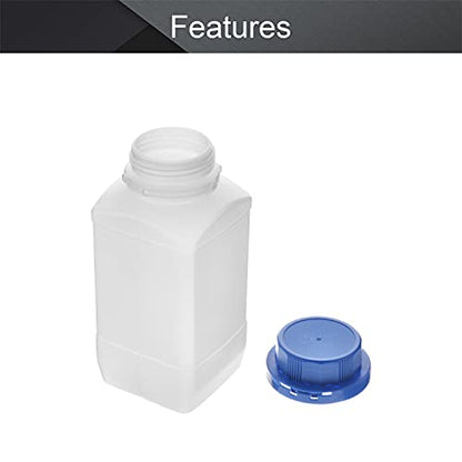 Othmro 2Pcs 34oz Plastic Bottles - 1000ml Wide Mouth Square Bottles with Blue Anti-theft Cap for Lab, Chemical Reagent, Food Stores - color: 2Pcs 33oz Blue