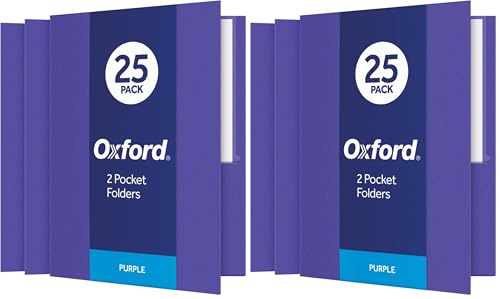 Oxford Two Pocket Folders, Textured Paper, Purple, for School, Home, and Office, Letter Size, 25 Per Box (57514EE) (Pack of 2) - color: Purple, size: 25-Count (Pack of 2)