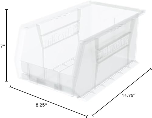 Akro-Mils 30240 AkroBins Plastic Storage Bins, 15"x8"x7", Clear, 12-Pack - color: Clear