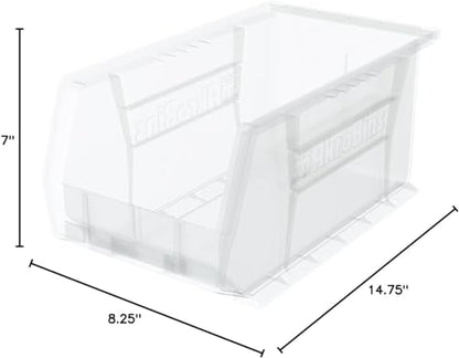 Akro-Mils 30240 AkroBins Plastic Storage Bins, 15"x8"x7", Clear, 12-Pack - color: Clear
