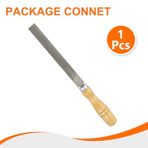 HARFINGTON Flat Coarse Cut File 6" Double Cut Teeth High Carbon Steel Hand Rasp File with Wood Handle for Metal Wood Deburring Removing - size: 6", style: Coarse