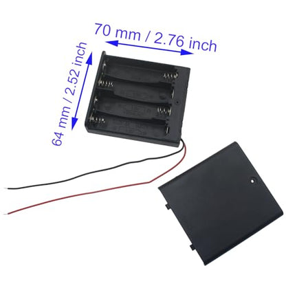 4 PCS 4 Slots AA Battery Holder Bundle with Switch and Leads Plastic AA Battery Case 4 X 1.5 V AA Battery Storage Box with Cap - size: 4 Slots