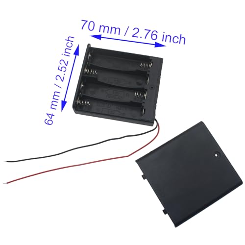 4 PCS 4 Slots AA Battery Holder Bundle with Switch and Leads Plastic AA Battery Case 4 X 1.5 V AA Battery Storage Box with Cap - size: 4 Slots