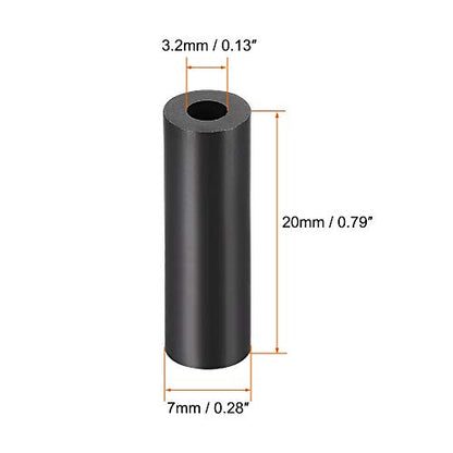uxcell Nylon Round Spacer Washer 3.2mm ID 7mm OD 20mm Height for M3 Screws Black 100Pcs - size: 3.2mmx7mmx20mm