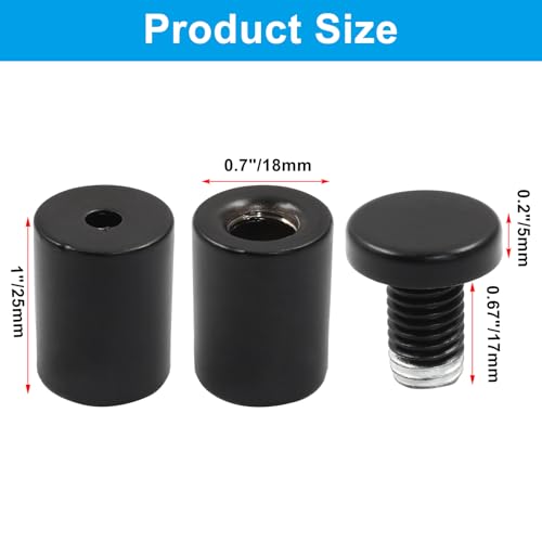 3/4" x 1-3/16" Sign Standoff Screws, Black Acrylic, 4 Pcs - color: Black, size: 3/4" x 1-3/16",4 Pcs