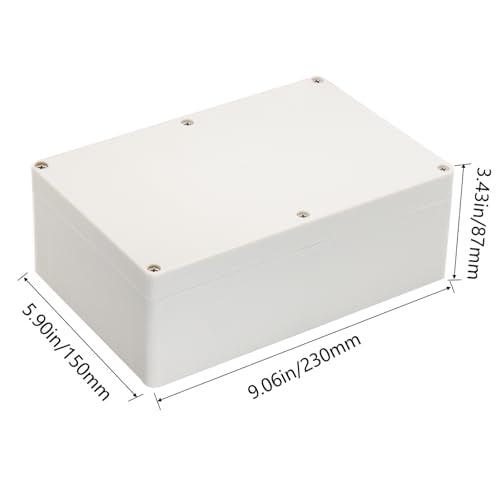Project Box IP65 Waterproof Junction Box ABS Plastic Electrical Boxes DIY Electronic Project Case Power Enclosure White 9.06x5.90x3.43 inch (230 x 150 x87 mm) - color: White, size: 9.06"x5.90"x3.43"